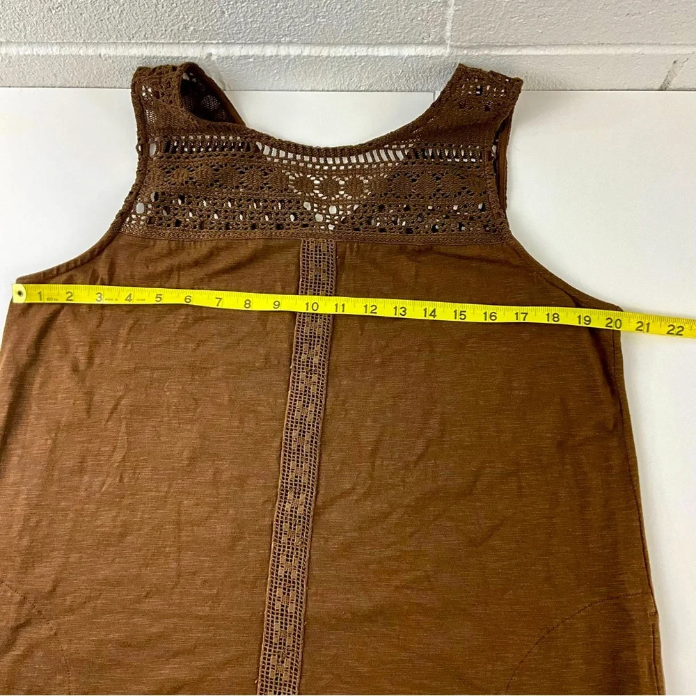 J.Jill Crochet details pima Cotton brown dress Size L - Picture 10 of 12